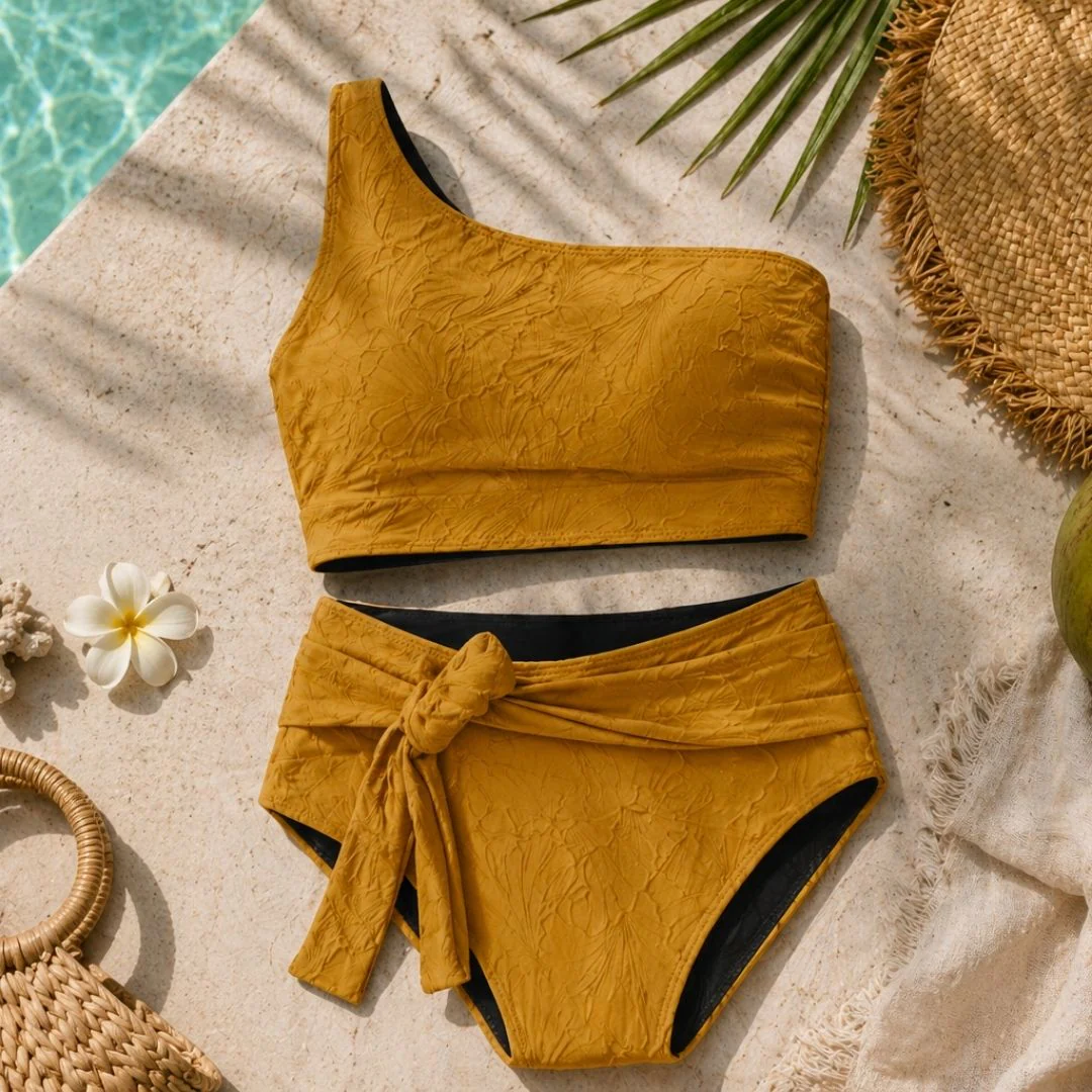 Bas de maillot de bain menstruel taille haute Kanoa Anis - Image 3